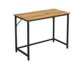 Desk with metal frame desk, computer desk, narrow office desk, 100 x 50 x 75 cm, study, home office, office, simple setup, metal, industrial design, honey-brown-black