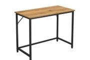 Desk with metal frame desk, computer desk, narrow office desk, 100 x 50 x 75 cm, study, home office, office, simple setup, metal, industrial design, honey-brown-black