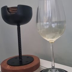 Handmade Wine Coaster Holder  5 Metal Coasters
