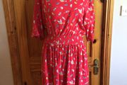 Joe Browns Red bird print knee length dress size 18 includes postage