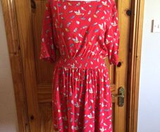 Joe Browns Red bird print knee length dress size 18 includes postage