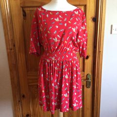 Joe Browns Red bird print knee length dress size 18 includes postage