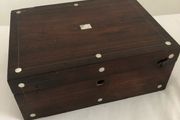 Large Victorian Wooden jewellery keepsake box mother of Pearl inlay
