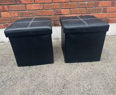 Pair of leather style storage puffs