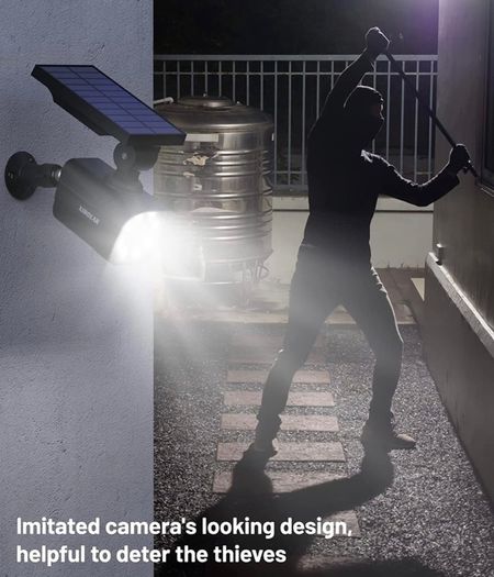 Solar Security Light Outdoor, Solar Motion Sensor Lights IP66 Waterproof, Solar Powered Wall Lights with Dummy Camera for Garden Fence Garage Pathway (FREE POSTAGE)