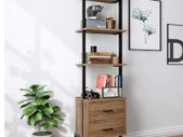 BRAND NEW Industrial 4Tier Ladder Shelf Bookshelf Wall Mounted Storage Rack &Fabric Drawer