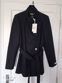 Ted Baker Rytaa Short Wrap Coat - Black - UK 12 - BNWT RRP 365