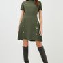 New with Tags Karen Millen Tailored Military Pleated Dress Khaki Image 2