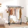 Double Rod Clothing Rack with Shelf & Wheels, 98x42x150cm, Black Image 6