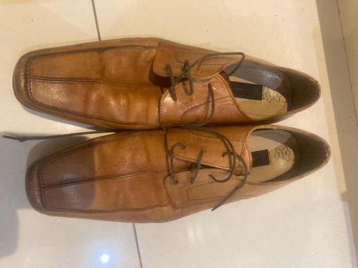 Mens Tan Leather Shoes (Vintage Style)