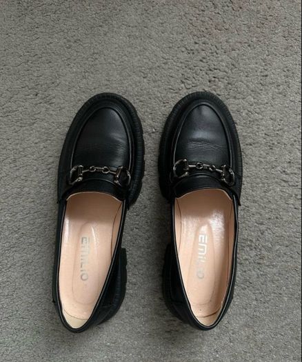 Women's black loafers genuine leather,women shoes