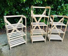 3 Shop Wooden Display Stands Sold As One Lot