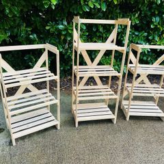 3 Shop Wooden Display Stands Sold As One Lot