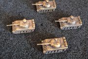 Miniature brass German panther tanks (4) aprox scale 1/350- 1/400 .