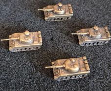 Miniature brass German panther tanks (4) aprox scale 1/350- 1/400 .