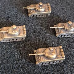 Miniature brass German panther tanks (4) aprox scale 1/350- 1/400 .