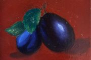 Oil painting picture of the blue plums
