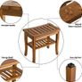 Teak Shower Bench, Spa Bath Shower Stool with Storage Shelf, Wooden Seat Stool for Bathroom Image 5