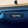 Olga Berg Navy Satin & Lace Clutch Bag with Chain Strap New Image 4