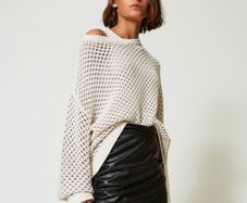 Twinset Milano Black Faux Leather Skirt