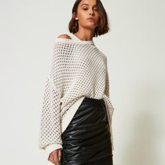 Twinset Milano Black Faux Leather Skirt