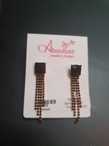 NEW RRP36Eur Gold color jet earrings drop by Absolute Jewellery Design RRP 36 euro NEW