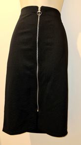 Black Ribbed Pencil Skirt with Front Zip from Atmosphere size 18