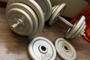 2x19.6kg adjustable cast iron dumbbells