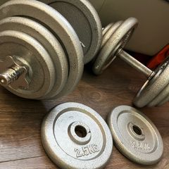 2x19.6kg adjustable cast iron dumbbells