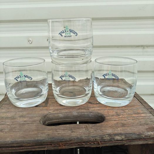 4 x 1991 Belfast Tall Ships Commerative Whiskey Glasses