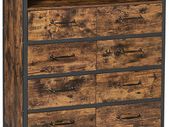 _Chest of Drawers, Sideboard, Cabinet with 8 Drawers, Open Compartment, Non-Woven Fabric Drawers with MDF Front, Steel Frame, Vintage Brown/Black