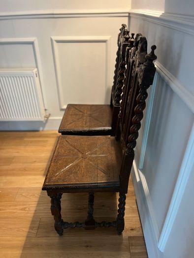 Pair Antique Gothic Revival Hall Chairs