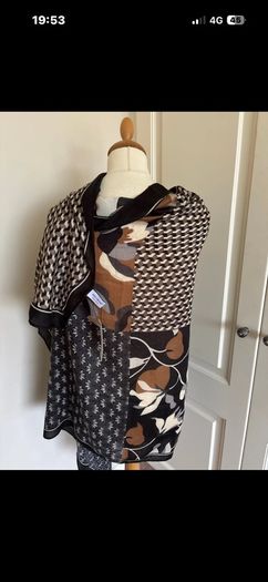 Black beige generous viscose scarf - new