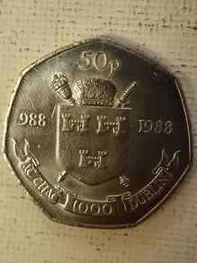 Two Dublin Millenniam 50p Coins 1988