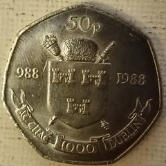Two Dublin Millenniam 50p Coins 1988