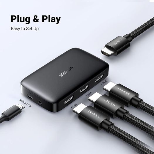HDMI Switch 3 in 1 Out 4K Switcher Splitter with Remote, Su4K Compatible with PS5 PS4 Xbox Fire Stick Roku Apple TV PC