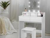 Dressing Table with LED Lighting, Dressing Table with Stool, Mirror, 2 Drawers, 80 x 40 x 140 cm,