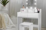 Dressing Table with LED Lighting, Dressing Table with Stool, Mirror, 2 Drawers, 80 x 40 x 140 cm,