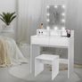 Dressing Table with LED Lighting, Dressing Table with Stool, Mirror, 2 Drawers, 80 x 40 x 140 cm, Image 4