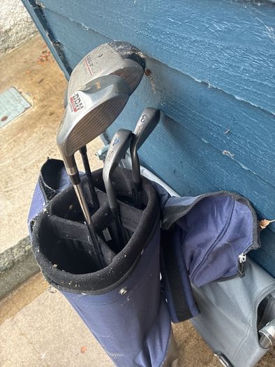 golf clubs and bag