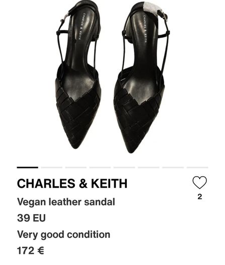 CHARLES & KEITH black suede wide strap high heels Sz 39 ( Fit 6-6.5 UK) - Rrp 153 (New)