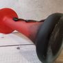 Rare Franz Caffrey Art Nouvau Tall Abstract Glass Vase Red Black Snake Irish 9" Image 7