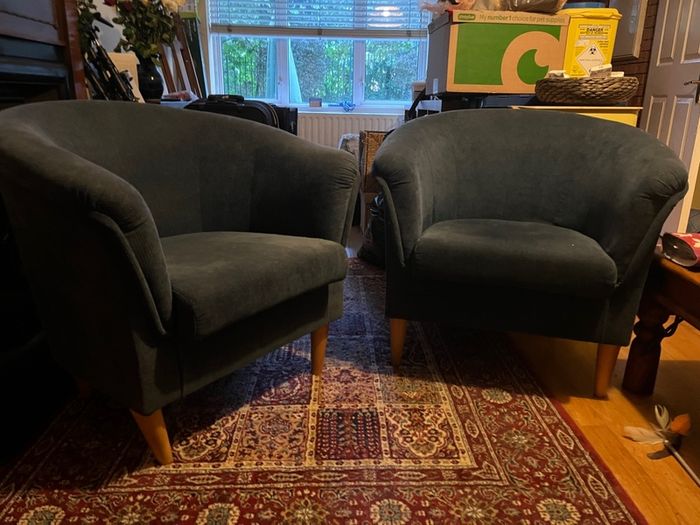 2 Matching Blue Bucket Chairs