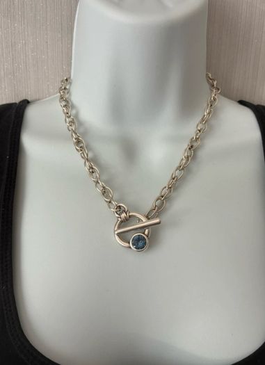 Antique silver plated toggle necklace