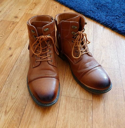 Men's Brown Leather Side-Zip Boots