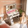 Dressing Table with Adjustable LED Mirror & Built-in USB Power Outlets & RGB Light Strip, Vanity Desk with 5 Fabric Drawers & 3-Layer Shelves, White Makeup Desk 90/40/139cm Image 5
