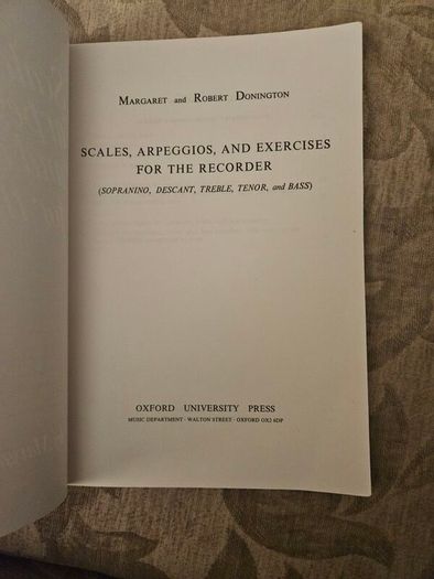 Scales Arpeggios And Exercises For The Recorder. By Margaret And Robert Donington.  First Edition Paperback In Good Condition.  See Photos For Same.