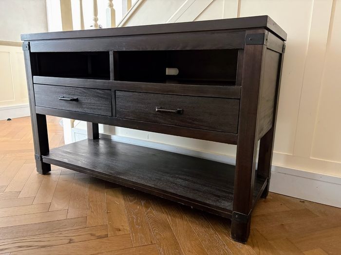 Dark Wood Console / TV Unit, Solid & Stylish