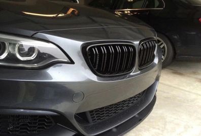 2 x Black Gloss Kidney Grills Grilles For BMW 2 Series Coupe F22 F23 2014-2018 NEW