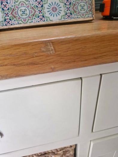Cream and oak sideboard